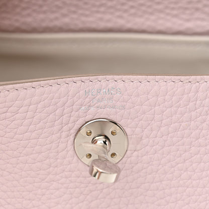 Hermes Taurillon Clemence Verso Mini Lindy 20 Mauve Pale Mushroom 6 of 11