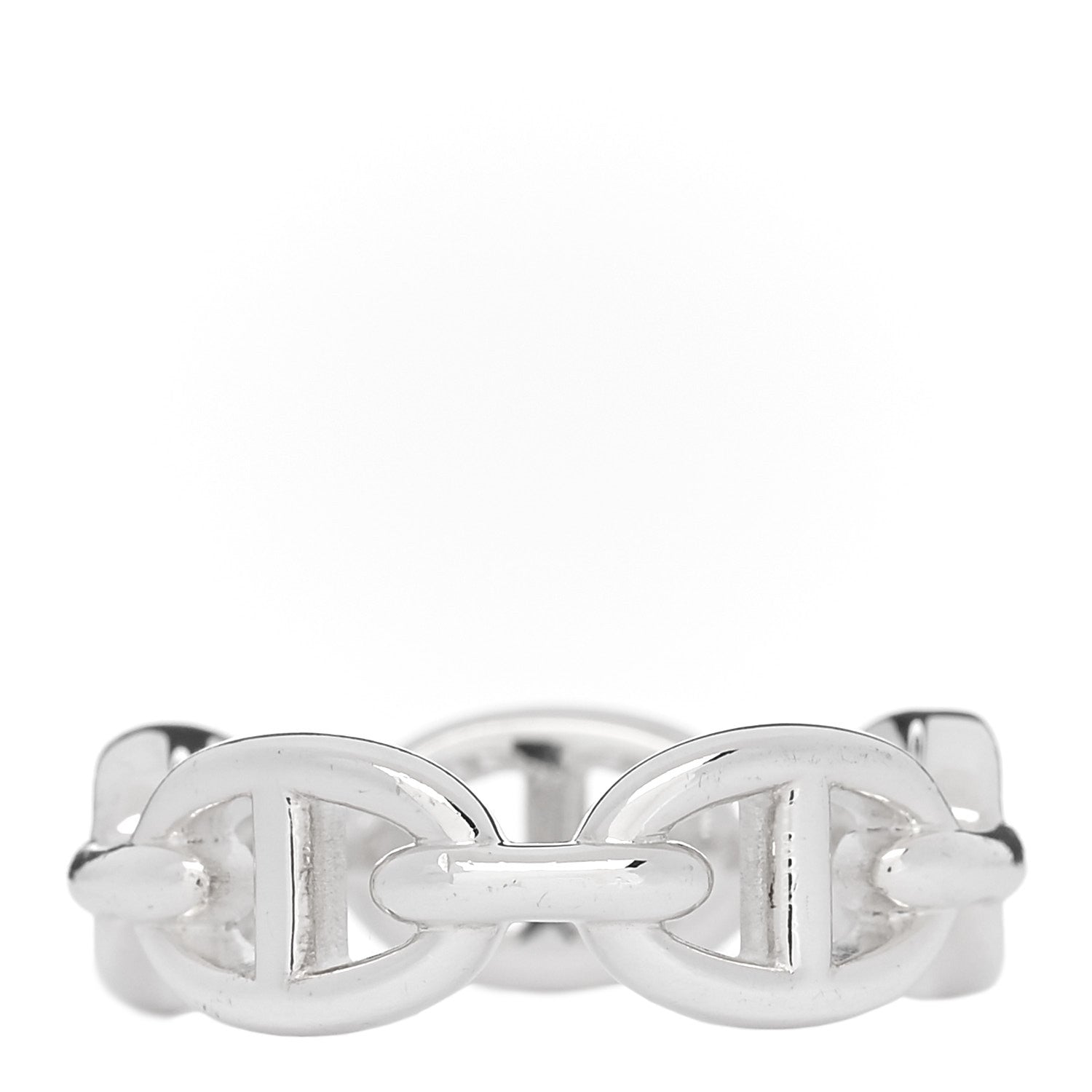 Hermes Sterling Silver PM Chaine d'Ancre Enchainee Band Ring 56 7.5 3 of 7