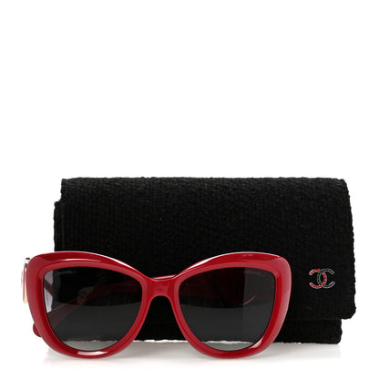 Chanel Acetate Enamel Heart Butterfly Sunglasses 5517-A Red 15 of 16