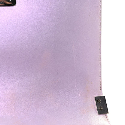 Chanel Metallic Lambskin Chevron Quilted Medium Boy Flap Purple 12 of 33