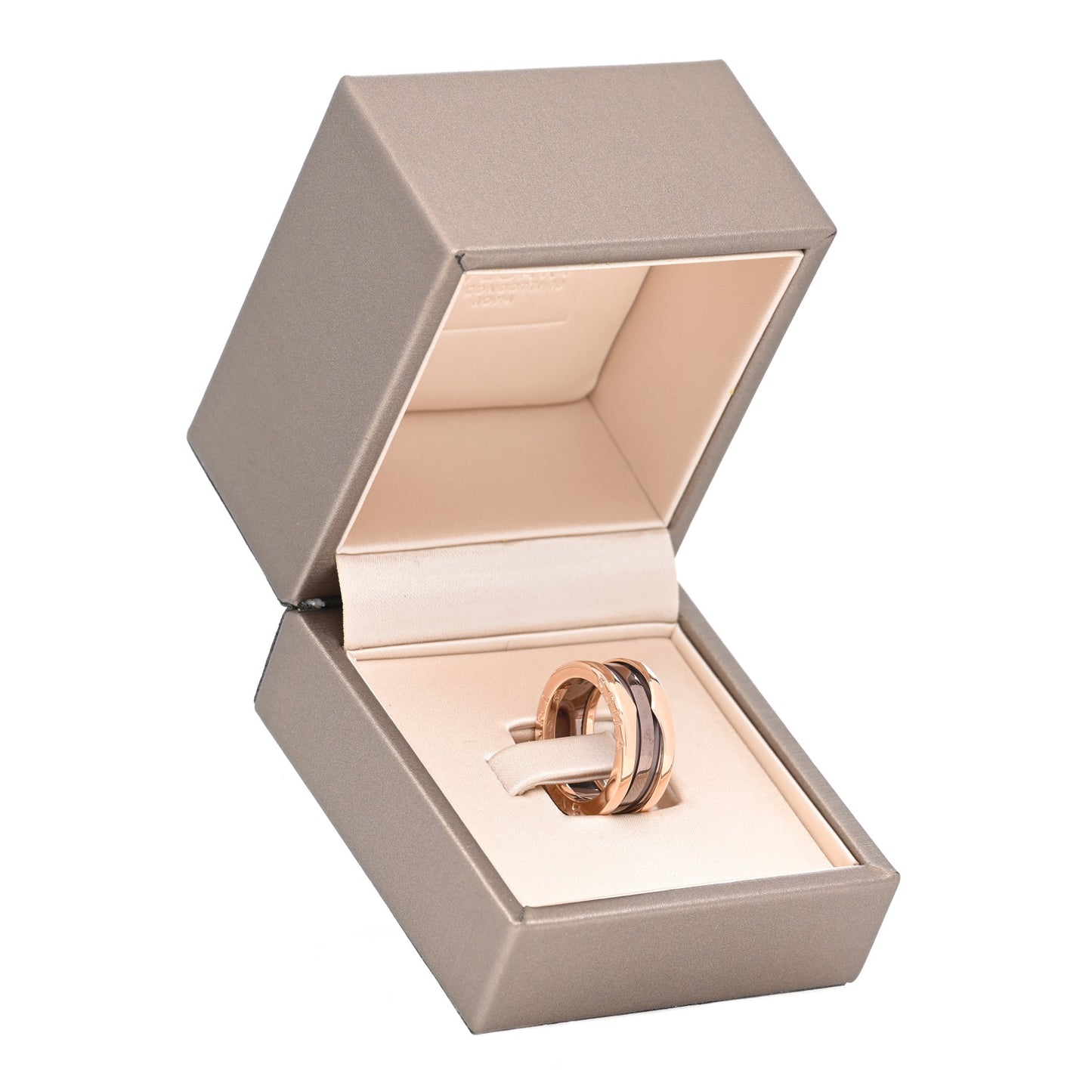 18K Rose Gold Bronze Cermet Roma B.Zero1 Two-Band Ring 50 5.25