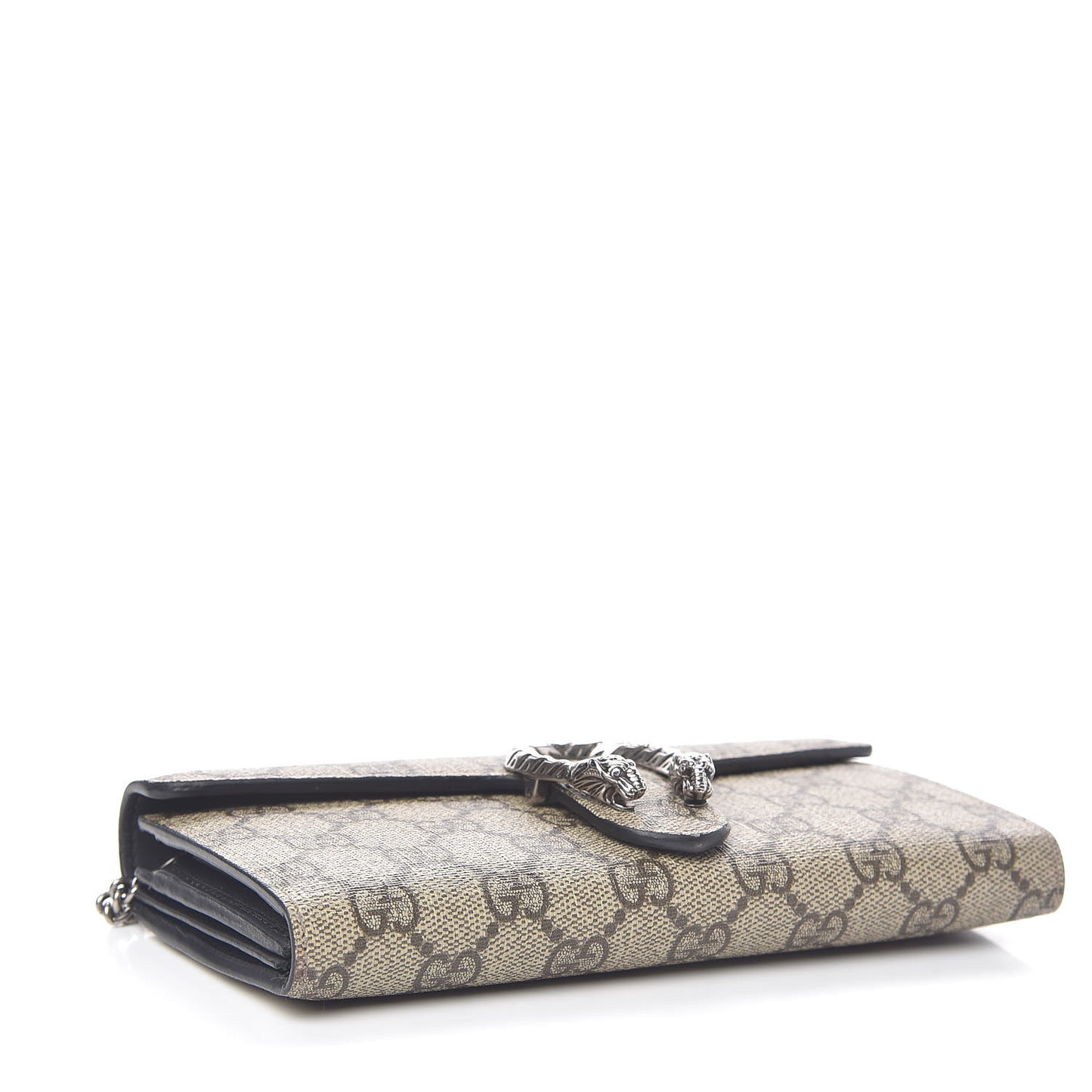 GG Supreme Monogram Dionysus Chain Clutch Wallet Beige Black
