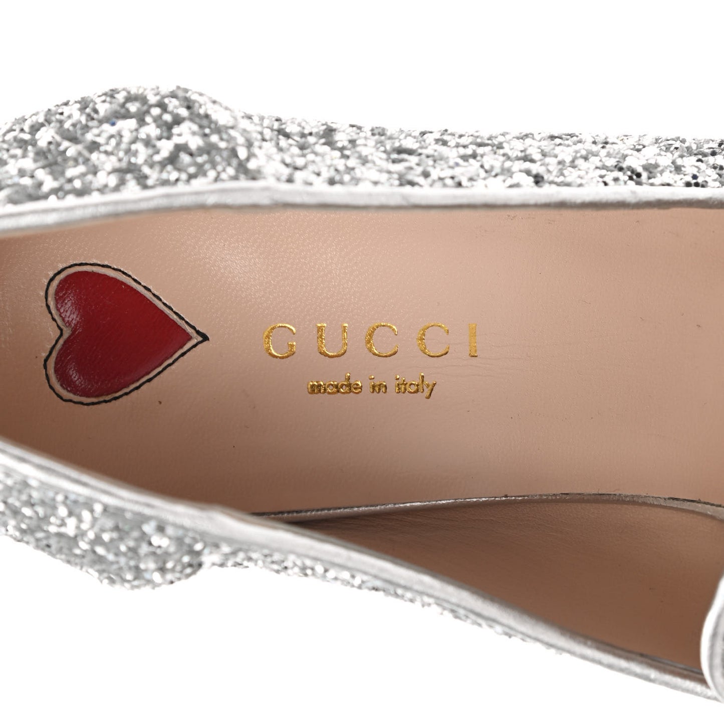 Glitter Nappa Web Peyton 75mm Loafer Pumps 38.5 Argento