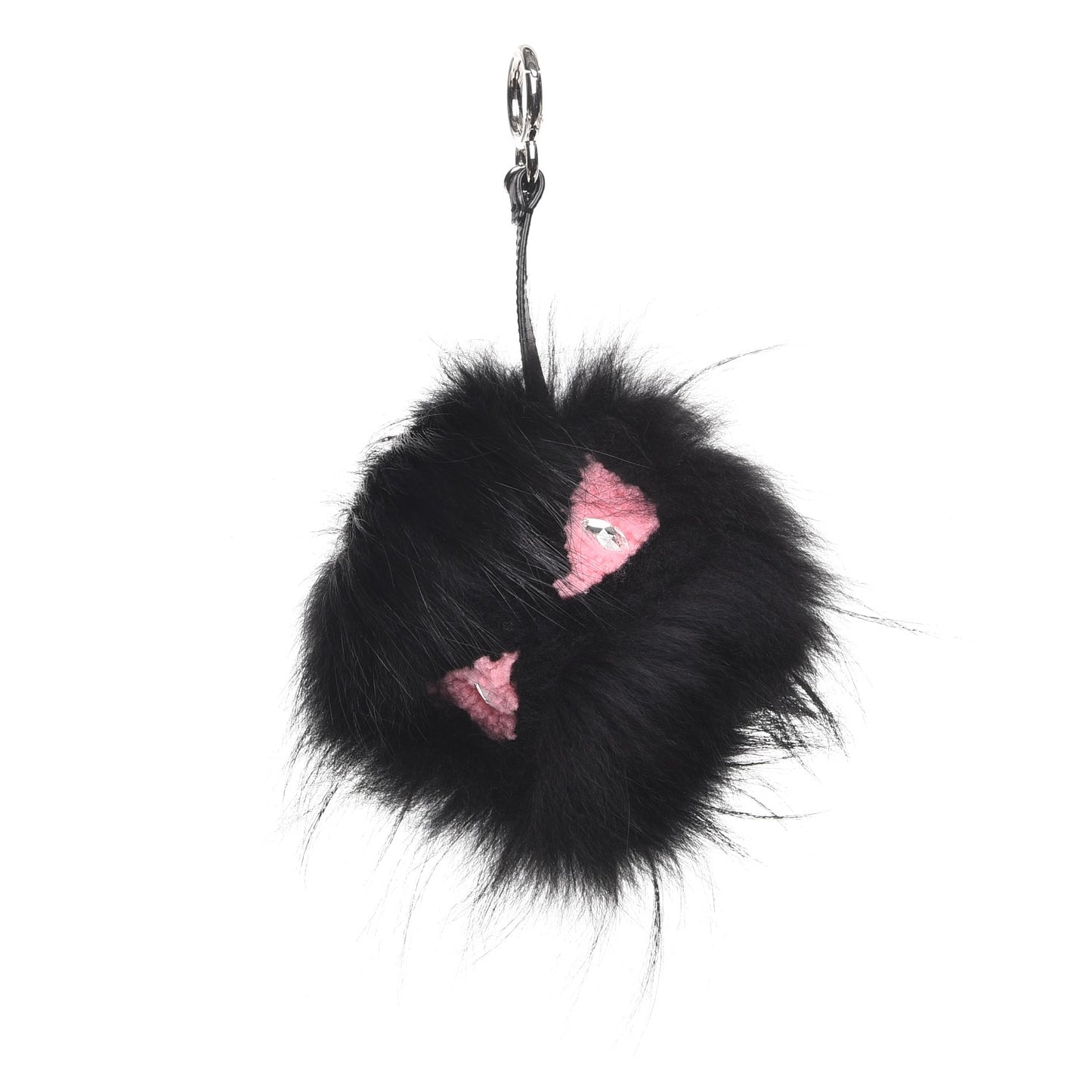 Fox Fur Shearling Crystal Pinky Punky Monster Bag Bug Charm Black Bubblegum