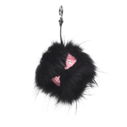 Fendi Fox Fur Shearling Crystal Pinky Punky Monster Bag Bug Charm Black Bubblegum 1 of 5