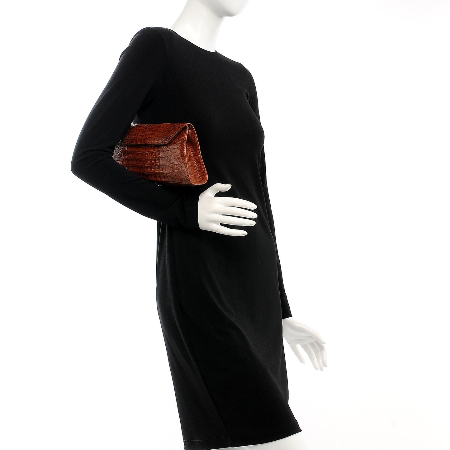 Crocodile Crossbody Clutch Cognac