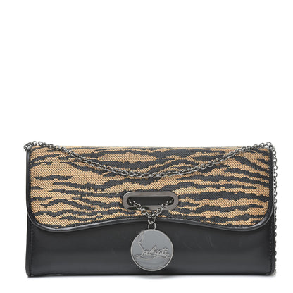Christian Louboutin Calfskin Panama Tiger Riviera Clutch Black 1 of 17