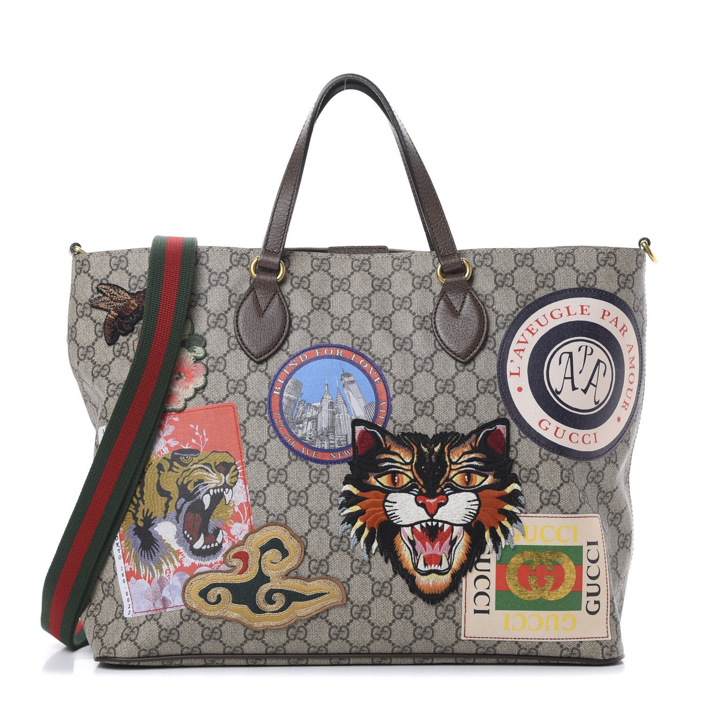 Soft GG Supreme Monogram Courrier Medium Crossbody Tote Beige New Acero