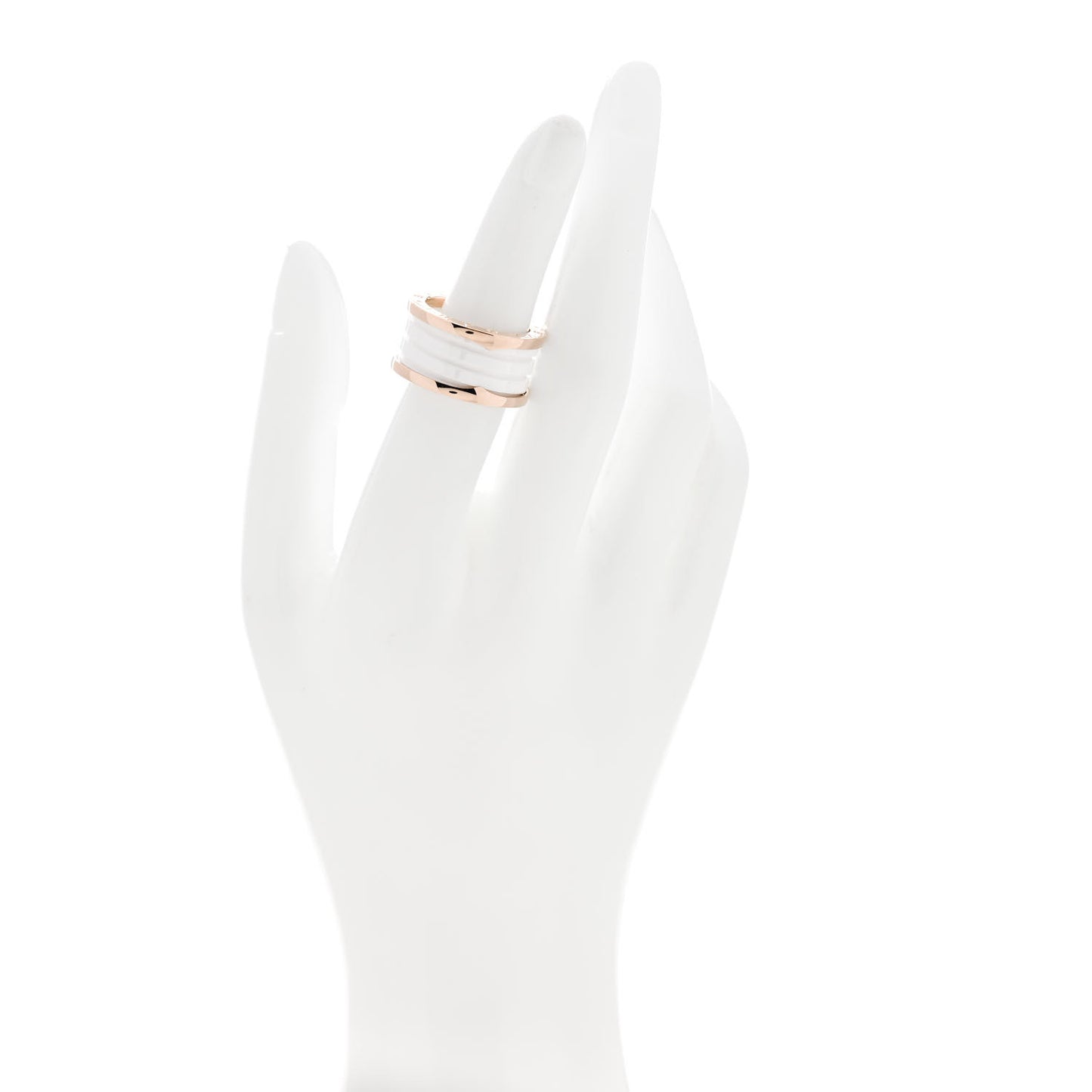 18K Rose Gold White Ceramic B.Zero1 Four-Band Ring 55 7.25