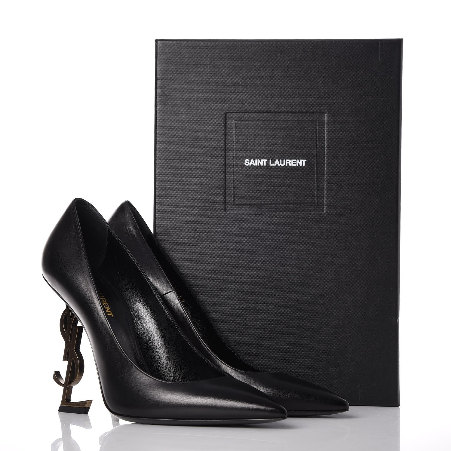 Saint Laurent Calfskin Opyum 100 Pumps 39 Black Gold 9 of 9