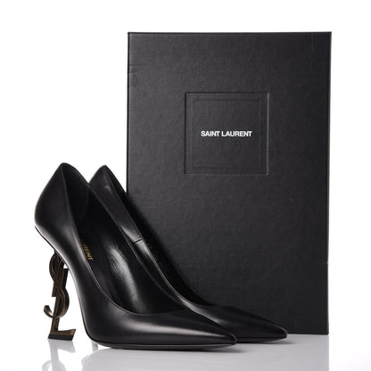 Saint Laurent Calfskin Opyum 100 Pumps 39 Black Gold 9 of 9