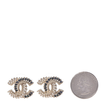 Chanel Pearl CC Earrings Blue Gold 2 of 4