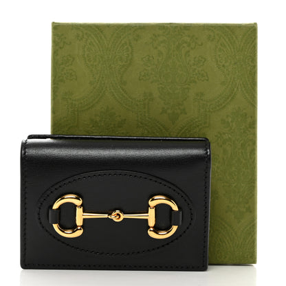 Gucci Boarded Plutone Calfskin Horsebit 1955 Tri Fold Wallet Black 3 of 8