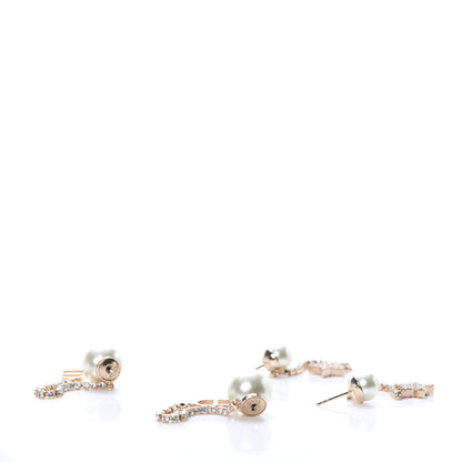 Christian Dior Pearl Crystal Tribales Dangle Chain Earrings Gold 3 of 5
