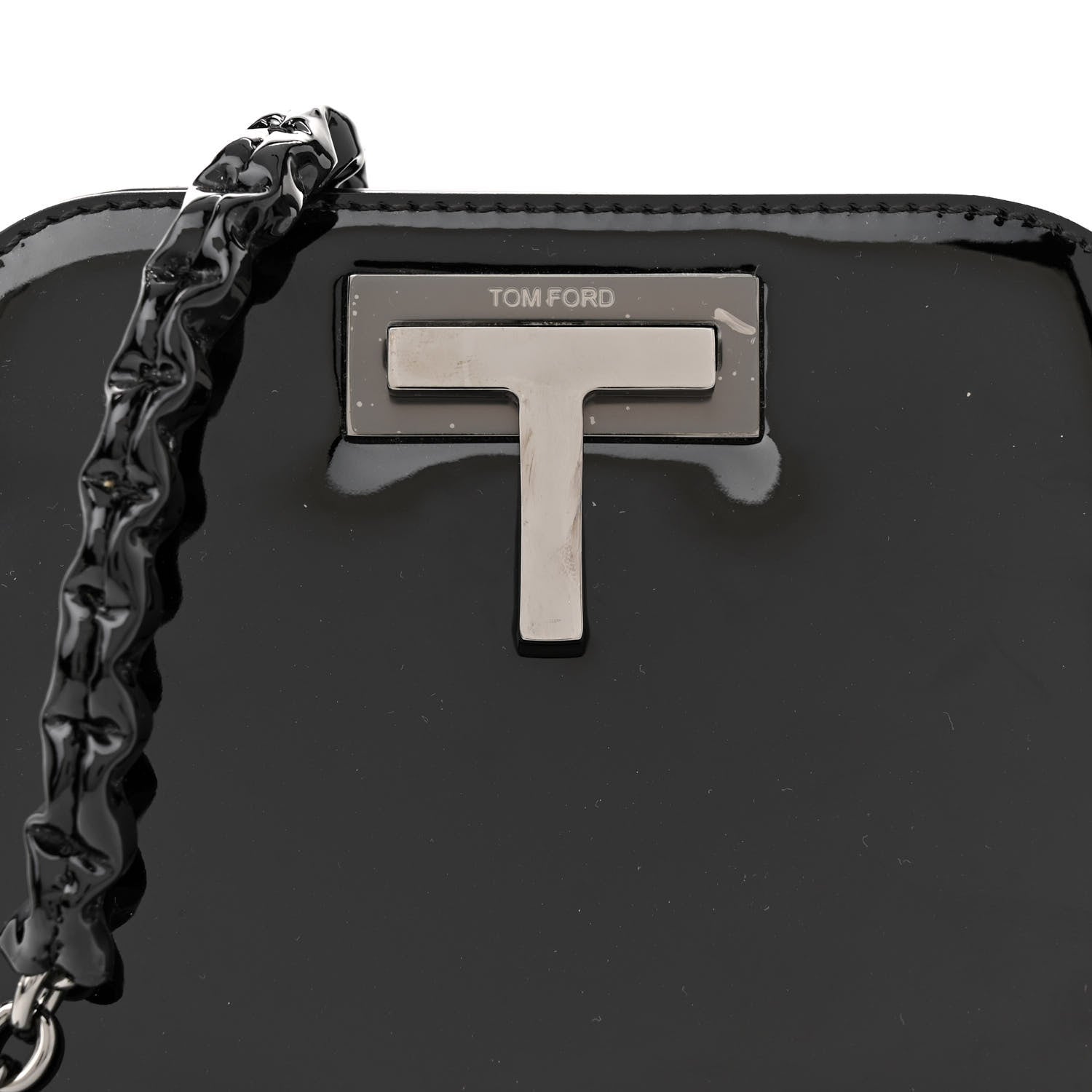 Tom Ford Patent Cosmo T Lock Chain Bag Black 7 of 10