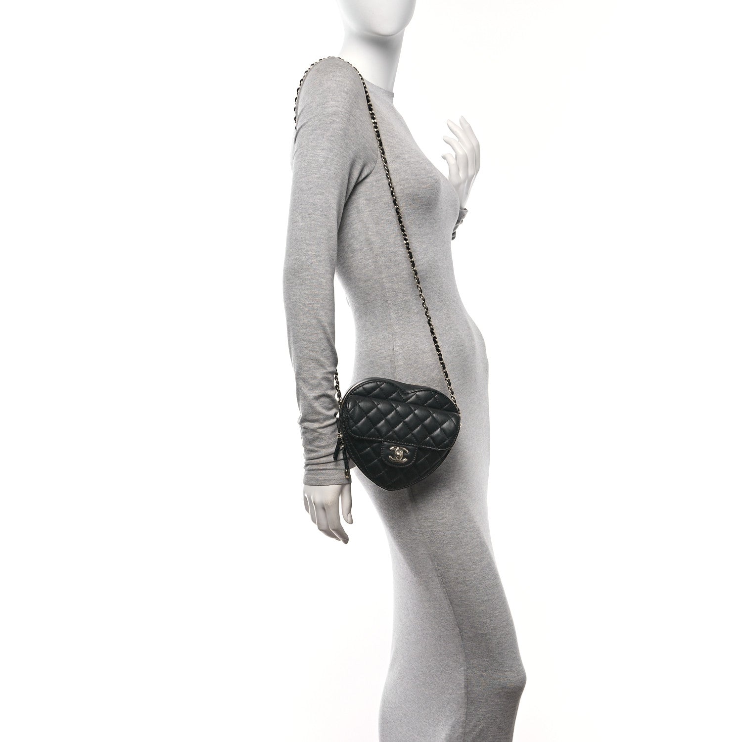 Chanel Lambskin Quilted CC In Love Heart Bag Black 2 of 9