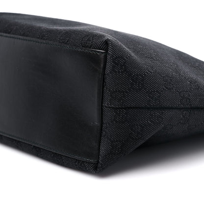 Gucci Denim Monogram Chain Bucket Tote Black 10 of 13