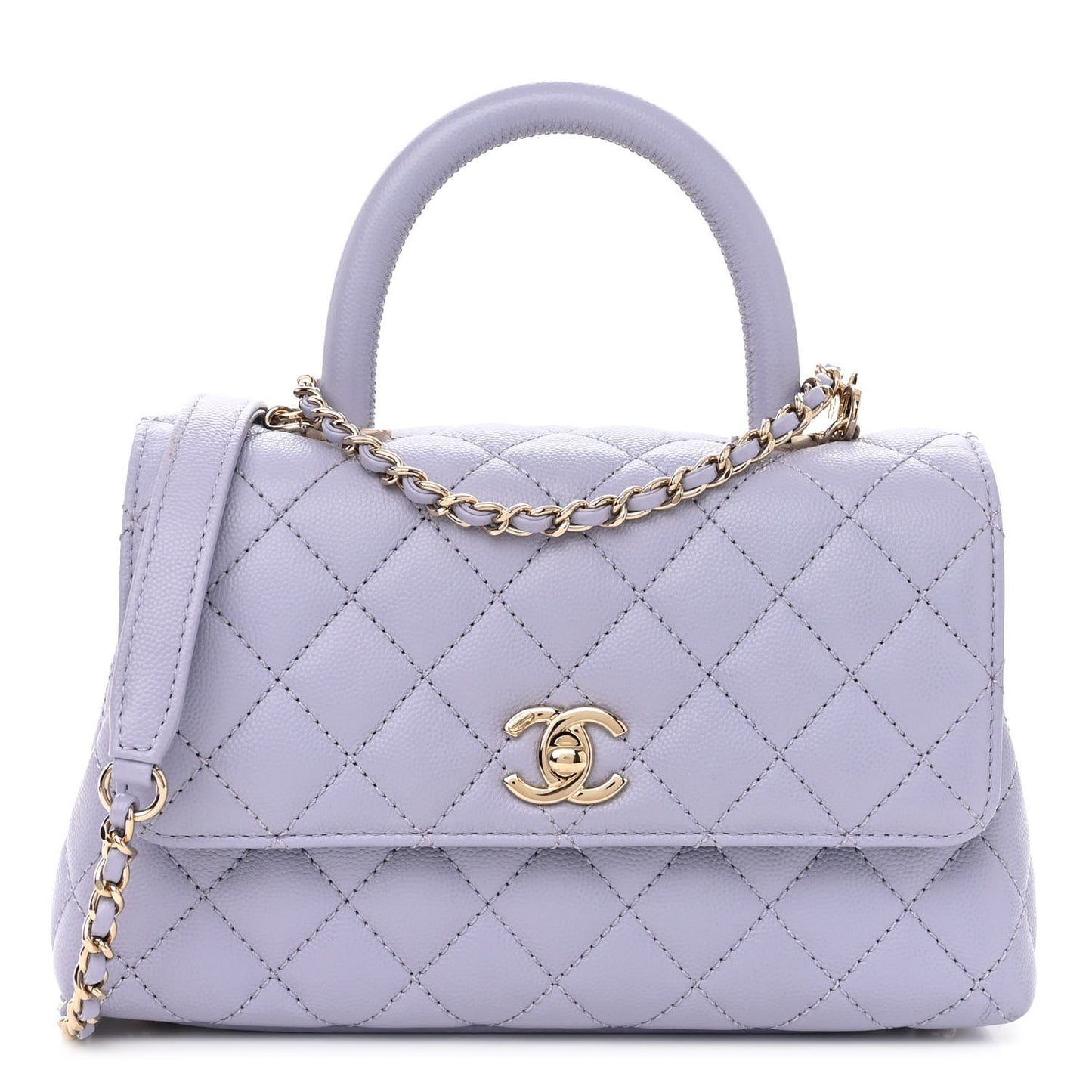 Caviar Quilted Mini Coco Handle Flap Light Purple
