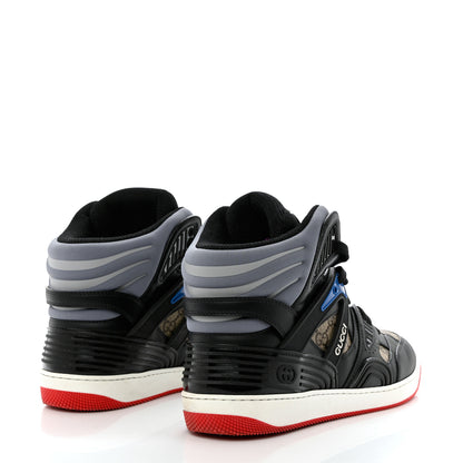 Gucci Demetra GG Supreme Monogram Mens Basket High Top Sneakers 11 Black Beige Ebony Grey 4 of 8