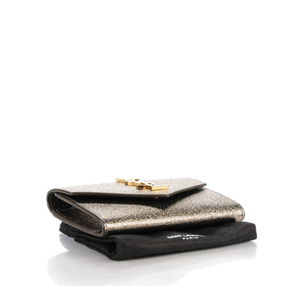 Saint Laurent Metallic Grained Leather Monogram Envelope Wallet Bronze 4 of 7