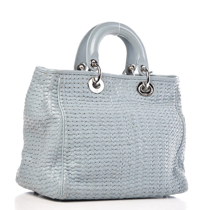 Christian Dior Lambskin Woven Medium Lady Dior Shopping Tote Light Blue 4 of 14
