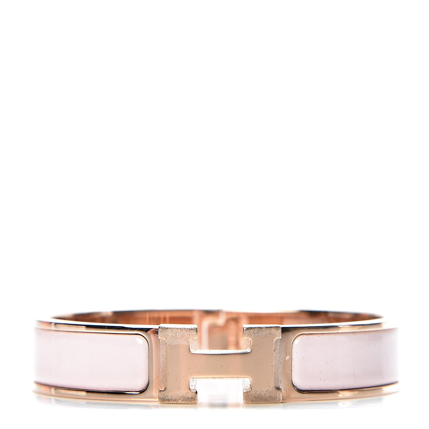 Hermes Enamel Narrow Clic Clac H Bracelet PM Rose Candeur 1 of 5