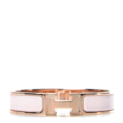 Hermes Enamel Narrow Clic Clac H Bracelet PM Rose Candeur 1 of 5