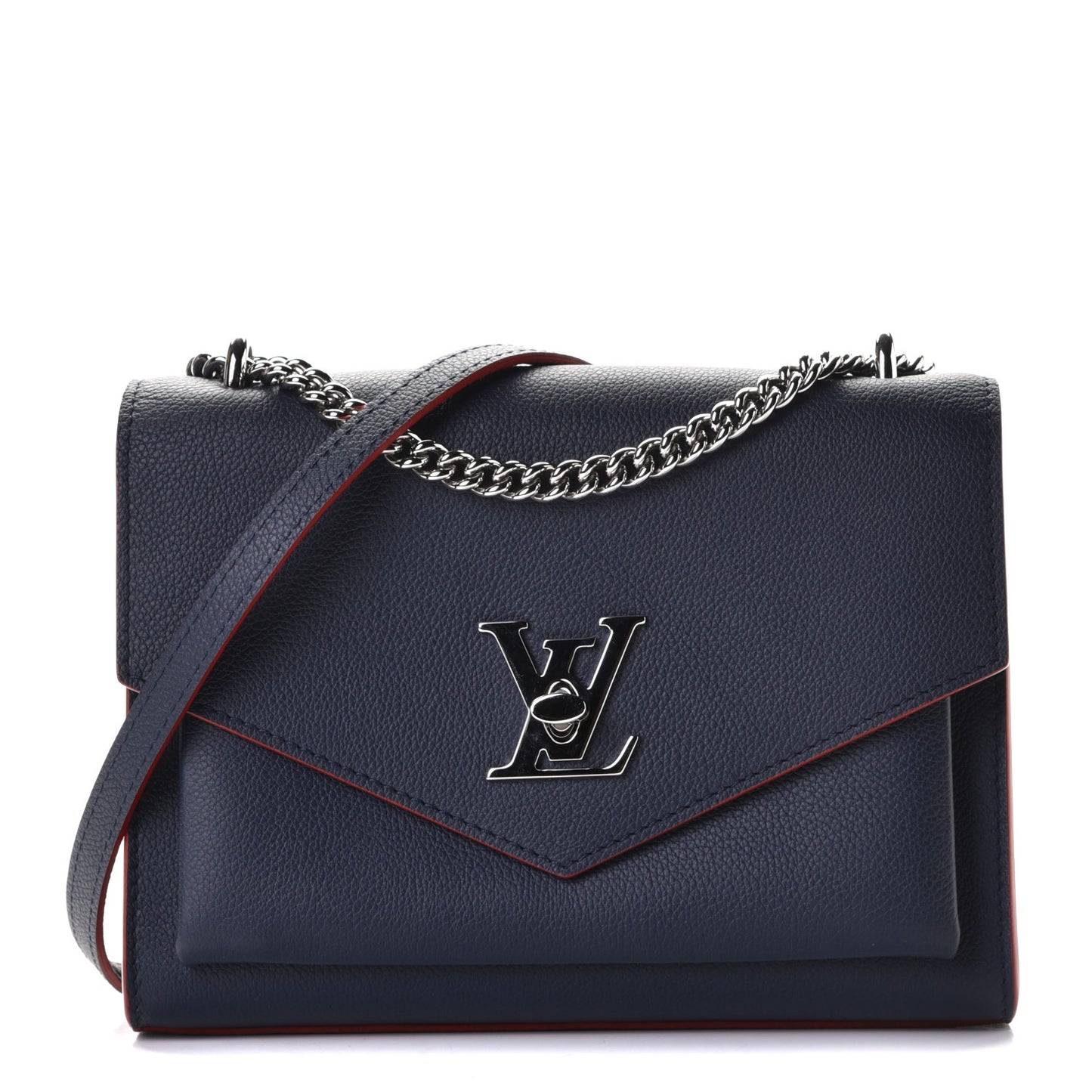 Soft Calfskin Mylockme Chain Bag BB Marine Rouge