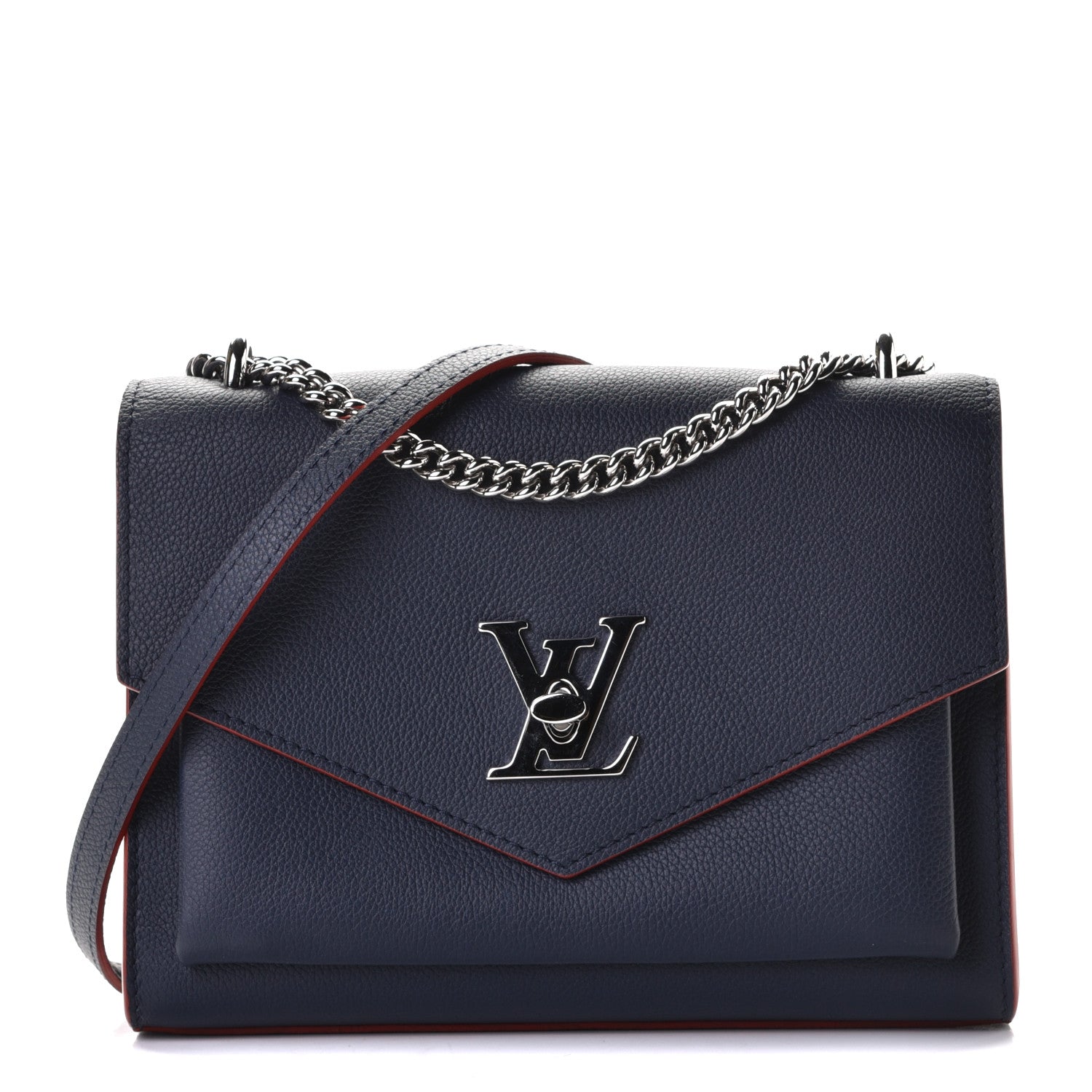 Louis Vuitton Soft Calfskin Mylockme Chain Bag BB Marine Rouge 1 of 6