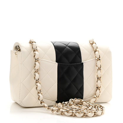 Chanel Lambskin Quilted Mini Rectangular Flap White Black 3 of 11