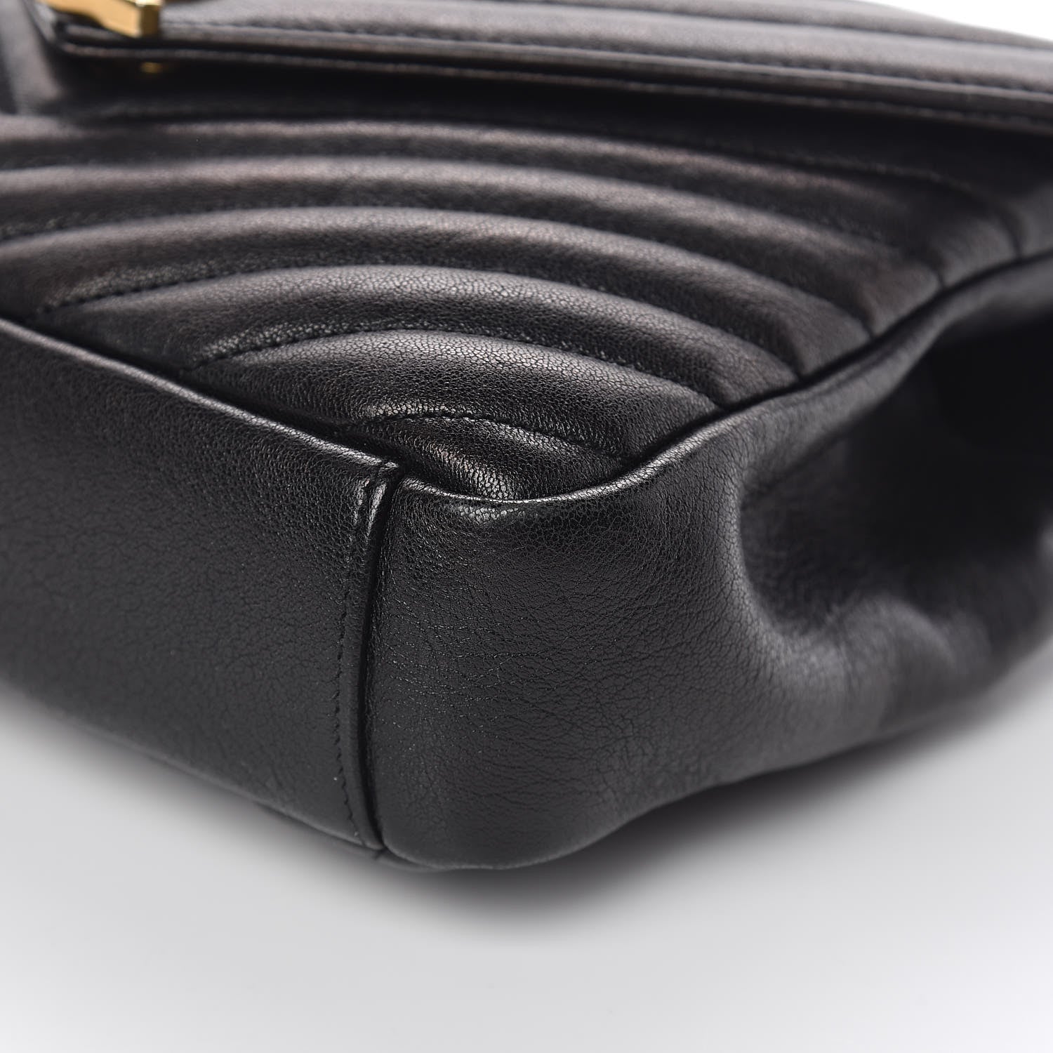 Saint Laurent Sheepskin Matelasse Chevron Monogram Medium College Bag Black 13 of 13