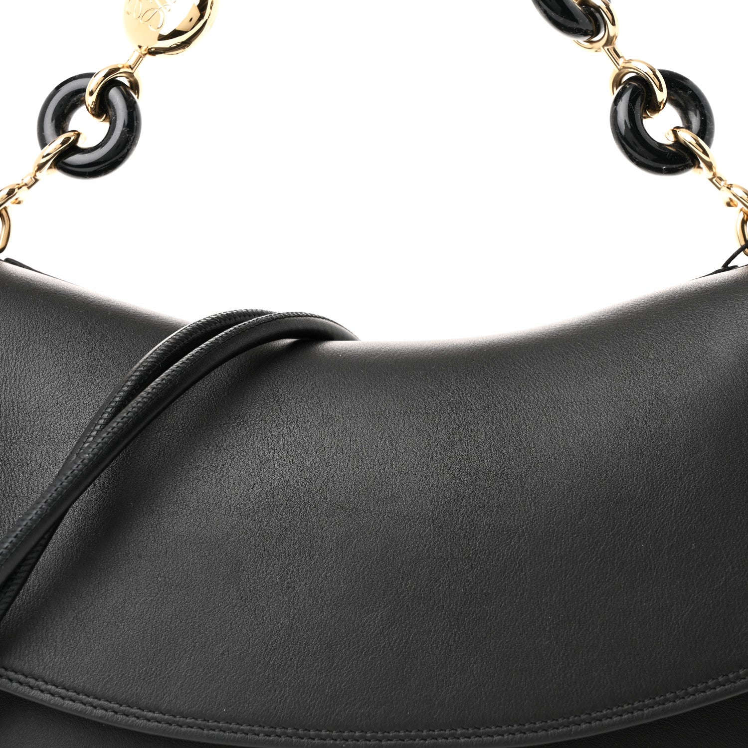 Loewe Smooth Calfskin Donut Chain Medium Ola Shoulder Bag Black 7 of 9