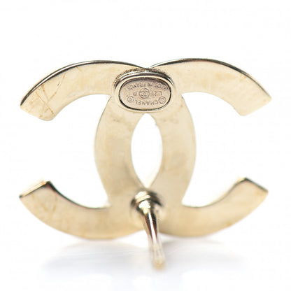Chanel Crystal Metal CC Paris Button Stud Earrings Gold 4 of 5
