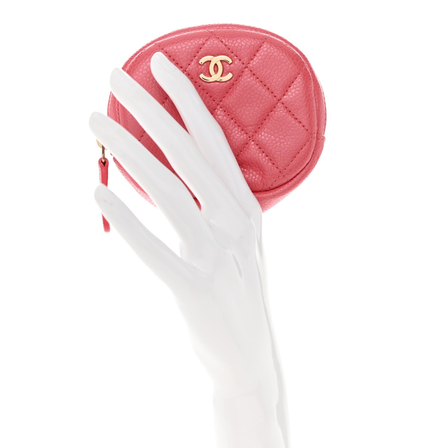 Chanel Caviar Quilted Zip Around Classic Coin Purse Pink 2 of 7