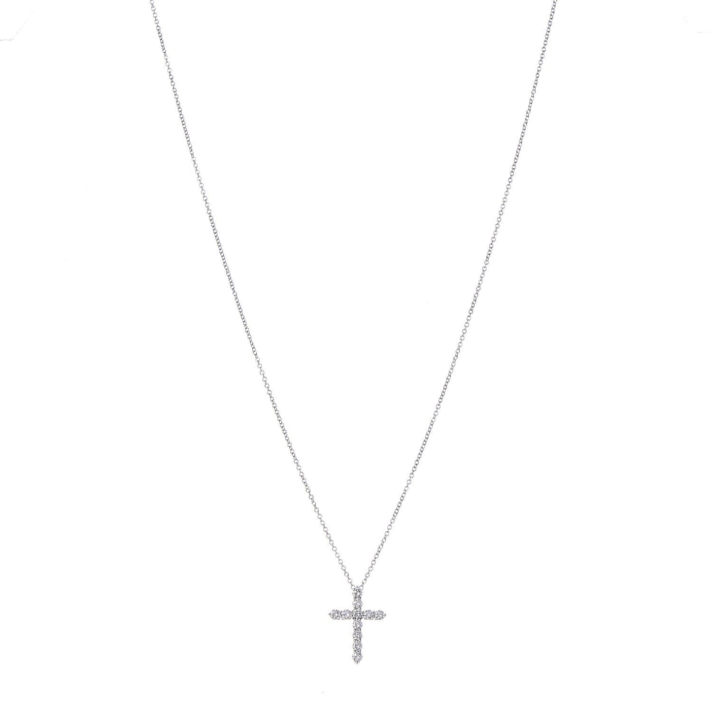 Platinum Diamond Small Cross Pendant Necklace