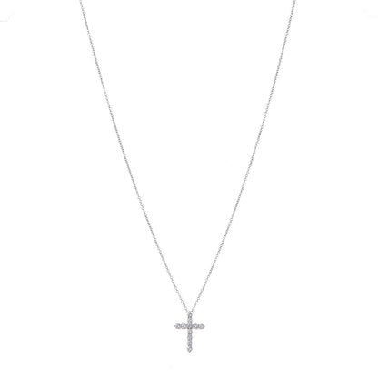 Tiffany Platinum Diamond Small Cross Pendant Necklace 1 of 8