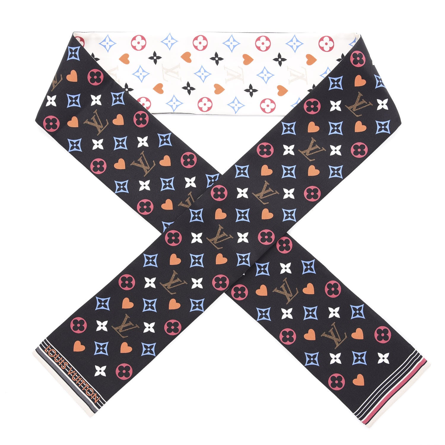 Louis Vuitton Silk Game On Bandeau Black White 1 of 3