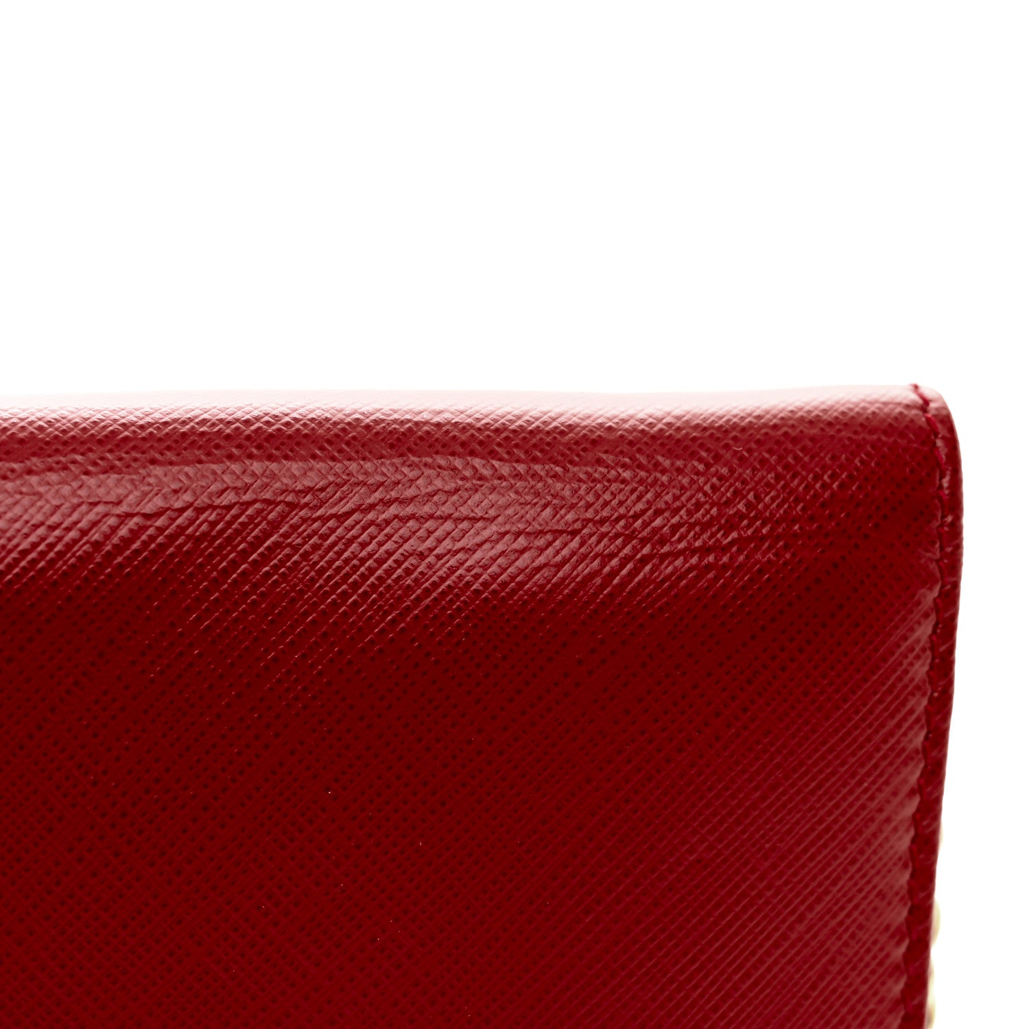 Salvatore Ferragamo Hammered Calfskin Vara Bow Chain Wallet Red 13 of 13