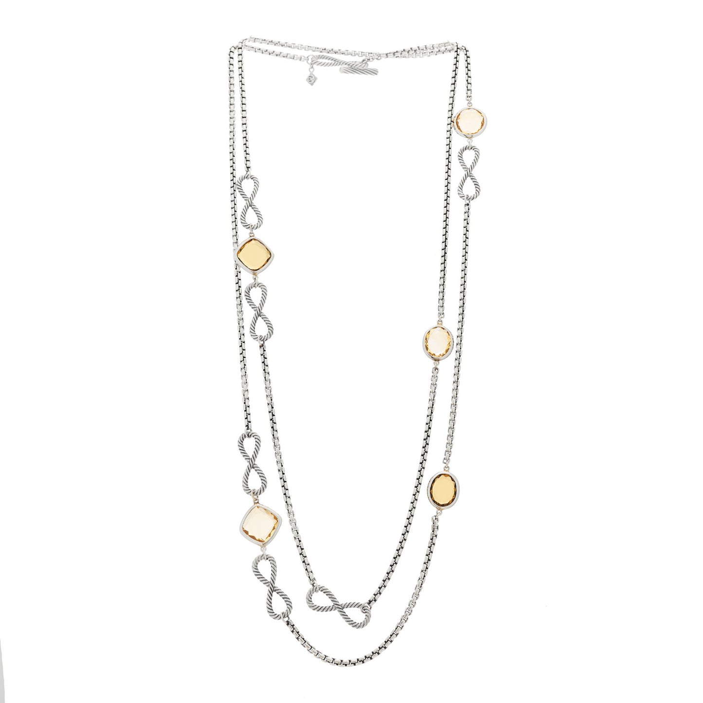 Sterling Silver Citrine Infinity Necklace