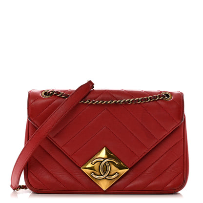 Chanel Lambskin Chevron Quilted Small Pyramid CC Flap Red 1 of 17