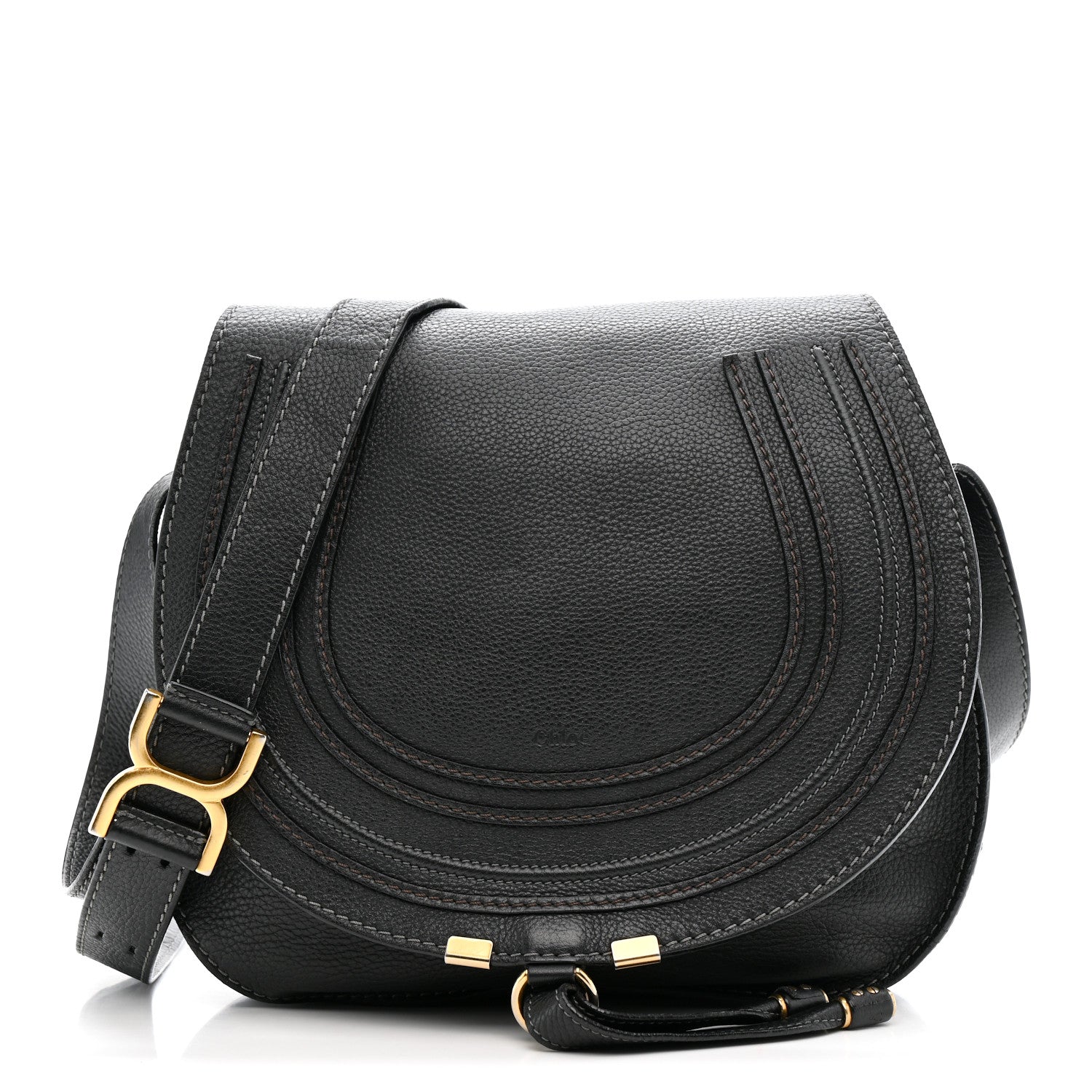 Chloe Calfskin Medium Marcie Round Crossbody Bag Black 1 of 16