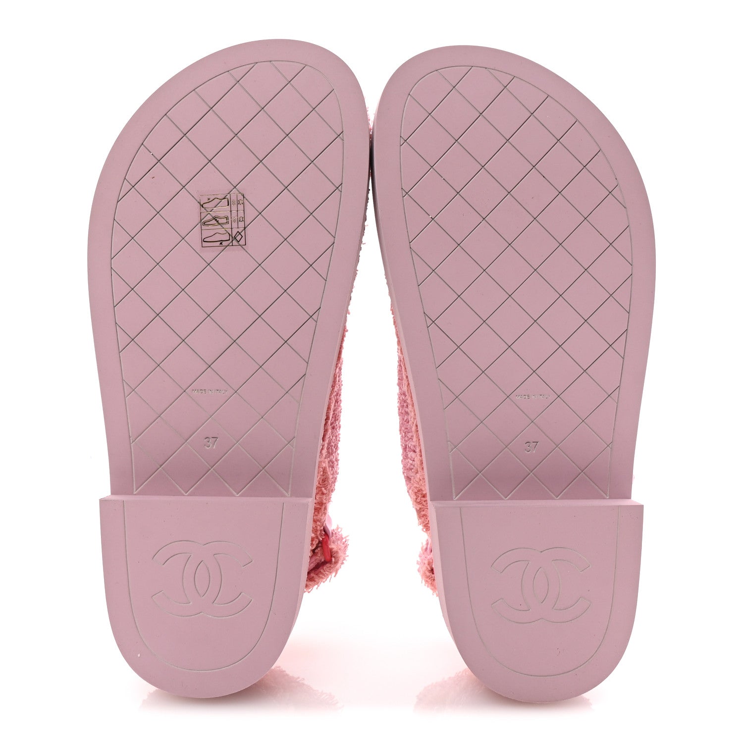 Chanel Fabric Terry Cloth Velcro Dad Platform Sandals 37 Light Pink Multicolor 6 of 10