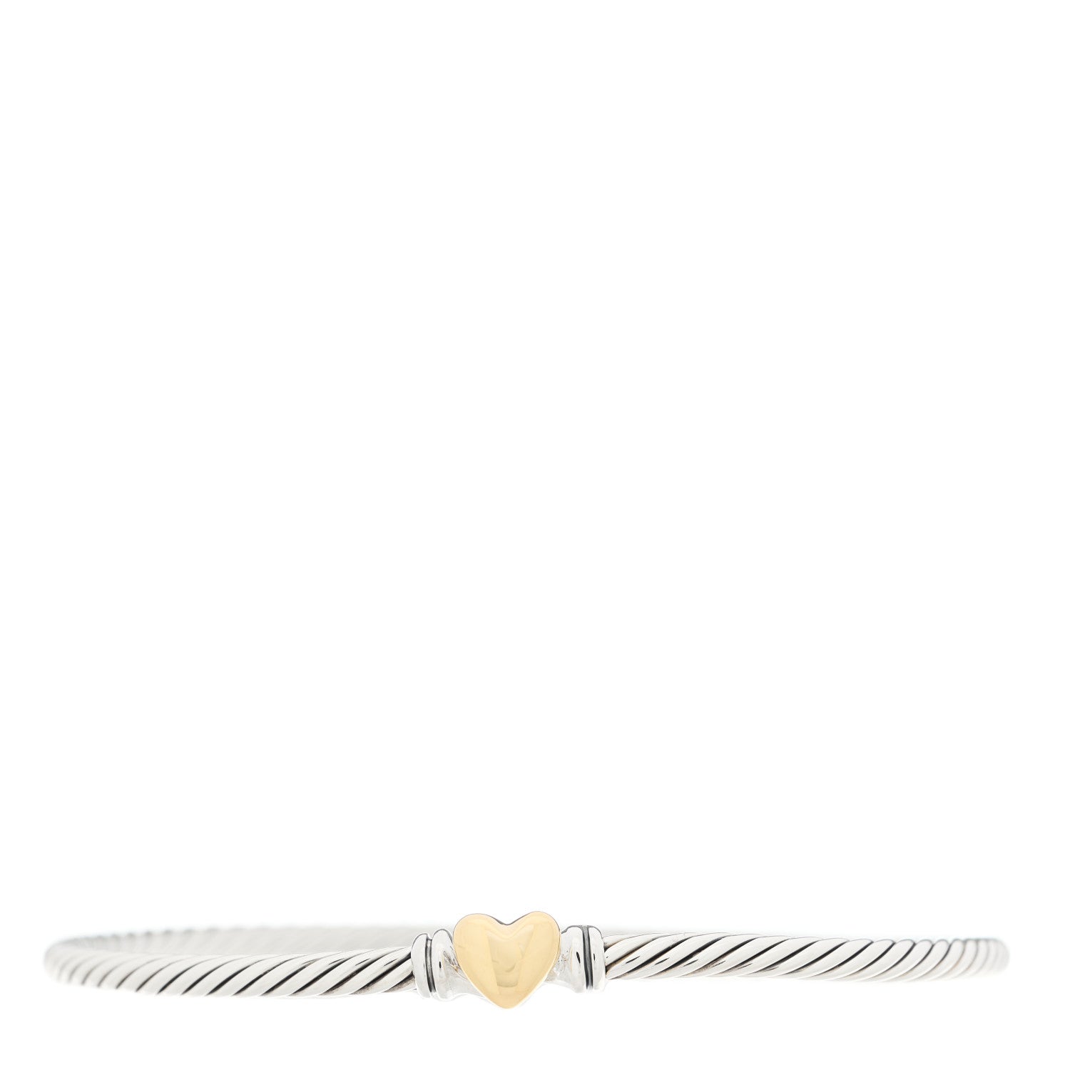 David Yurman Sterling Silver 18K Yellow Gold 3mm Cable Collectibles Heart Bracelet 1 of 3