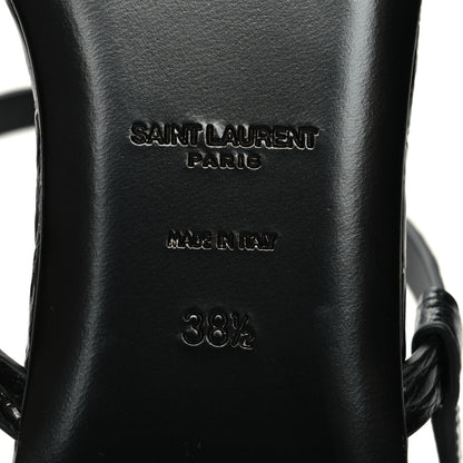 Saint Laurent Calfskin Crocodile Embossed Cassandra Monogram Sandals 38.5 Black 7 of 9