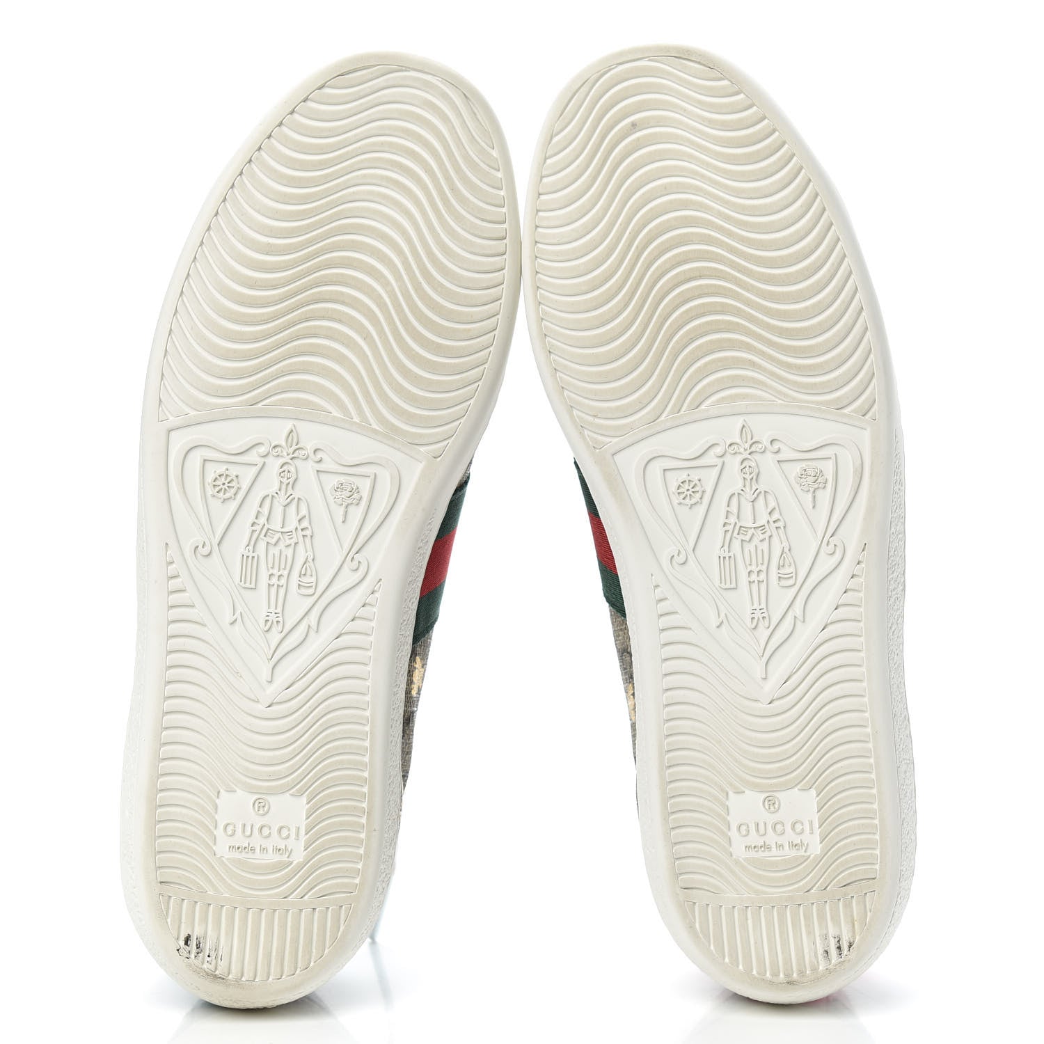 Gucci GG Supreme Monogram Bees Ayers Web Womens Ace Sneakers 37 Beige Oro Green Red 5 of 9