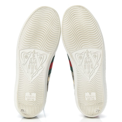 Gucci GG Supreme Monogram Bees Ayers Web Womens Ace Sneakers 37 Beige Oro Green Red 5 of 9