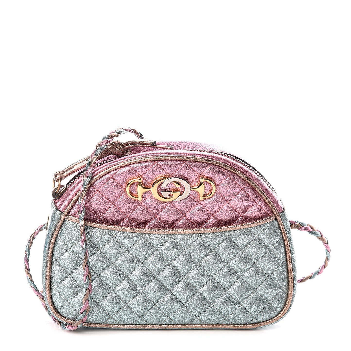 Laminated Nappa Trapuntata Mini Zumi Dome Shoulder Bag Rosa Lago Rame