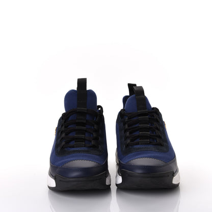 Chanel Fabric Calfskin Suede CC Sneakers 38.5 Navy Black 3 of 10