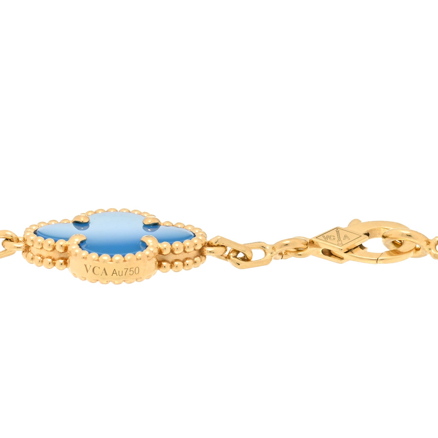 Van Cleef & Arpels 18K Yellow Gold Blue Agate 5 Motifs Vintage Alhambra Bracelet 3 of 3