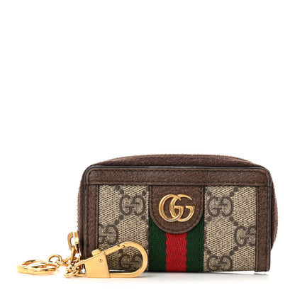 Gucci GG Supreme Monogram Web Ophidia Zip Around Key Case Beige New Acero 1 of 6